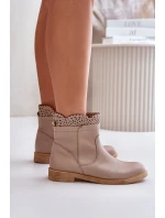 Nízké Dámské Boty Na Ploché Podpatky Kožené Lewski 3624 Béžové Nízké Dámské Boty Na Ploché Podpatky Kožené Lewski 3624 Béžové