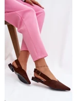 Baleríny se Zlatým Přezkou Eko Semišové Čokoládové Palerra