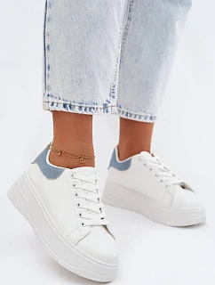 Dámské tenisky na platformě z umělé kůže bílo-modré Calinae