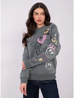 Mikina D10608BC02804A khaki barva Mikina D10608BC02804A khaki barva