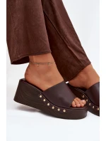 Dámské pantofle na platformě 78-200 Tmavě hnědá - Stephan Paris Dámské pantofle na platformě 78-200 Tmavě hnědá - Stephan Paris