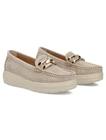 Béžové kožené mokasíny na platformách Filippo DP7652
