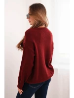 Dámský svetr s geometrickým vzorem s příměsí vlny a alpaky bordový Dámský svetr s geometrickým vzorem s příměsí vlny a alpaky bordový