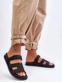 Dámské látkové sandály na zip černé Jose