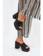 Dámské Pantofle Z Eko Kůže Na Podpatku A Platformě Černé Tamirella Dámské Pantofle Z Eko Kůže Na Podpatku A Platformě Černé Tamirella