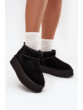 Semišové dámské zimní boty na platformě Vinceza 97962 Černé