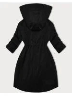 Černá dámská bunda s ohrnutými rukávy LHD (LHD-24591)