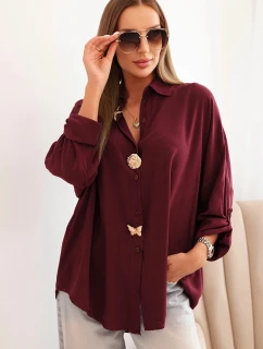 Dámská košile s viskózou, ozdobnými knoflíky a límečkem švestková