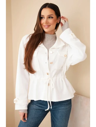 Dámská rozepínací mikina s tkaničkou a kapsami máslová ecru