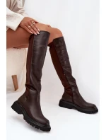 Vklouzávací dámské kozačky z ekokůže čokoládové Sylvina