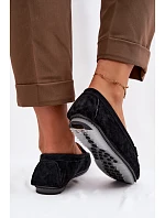 Dámské ploché mokasíny z přírodního semiše LR61-7029 Černé