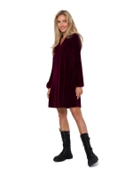 Dámské sametové šaty M767 bordó - MOE Dámské sametové šaty M767 bordó - MOE