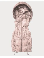 Krótki bezrękawnik damski z odpinanym kapturem Goodlookin blady różowy (B8258-51)