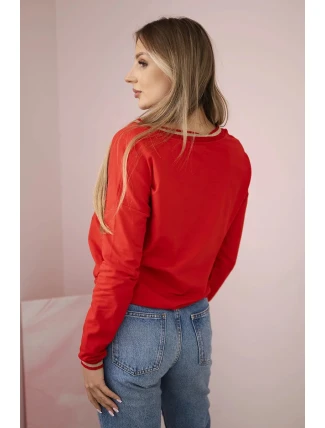 Dámská mikina s flitrovým nápisem červený