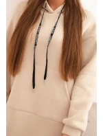 Dámská bavlněná šatovka s kapucí zateplená béžová