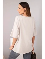 Dámská bavlněná oversize halenka s potiskem "Dog Fashion" béžová Dámská bavlněná oversize halenka s potiskem "Dog Fashion" béžová