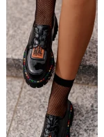 Lakované dámské polobotky na šněrování Artiker 55C0499 Černé