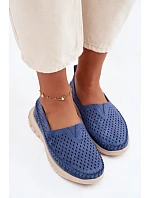 Otevřené lehké dámské mokasiny Sergio Leone MK099H modré