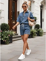 Dámská souprava s džínovou košilí a modrými šortkami FashionStreet AY1207