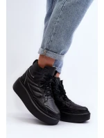 Zazoo 3392/X Dámské Kožené Sportovní Boty na Platformě Černé