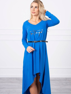 Šaty s ozdobným páskem a nápisem mauve-blue