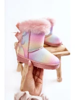 Dětské Teplé Sněhule Semišové s Mašlemi Vícebarevne Funky