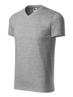Heavy V-neck tričko unisex tmavě šedý melír