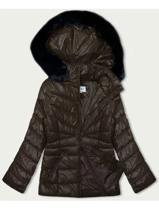 Hnědá dámská prošívaná zimní bunda (V775)