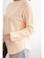 Dámský svetr z viskózy s dlouhým rukávem a kulatým výstřihem meruňkový Dámský svetr z viskózy s dlouhým rukávem a kulatým výstřihem meruňkový