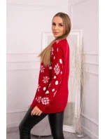 Vánoční svetr s medvídkem červený