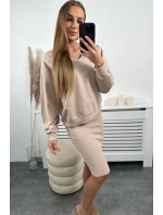 Souprava halenka + pruhované šaty béžová Souprava halenka + pruhované šaty béžová