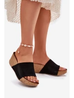 Dámské Semišové Pantofle Na Korek Korku Černé Zazoo 40311