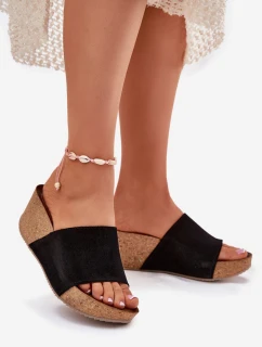 Dámské Semišové Pantofle Na Korek Korku Černé Zazoo 40311