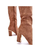 Dámské semišové kozačky na vysokém podpatku Kilrenita béžové - Seastar