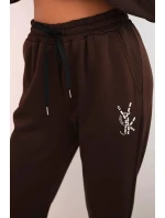 Komplet dámský s viskózou s ozdobami a elastickými kalhotami hnědý Komplet dámský s viskózou s ozdobami a elastickými kalhotami hnědý