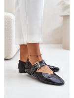 Lakované Baletky S Páskem Černé Azirae