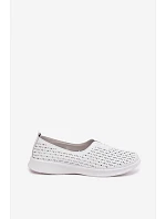 Kožené Ażurowé Dámské Polobotky Bílé Eliva