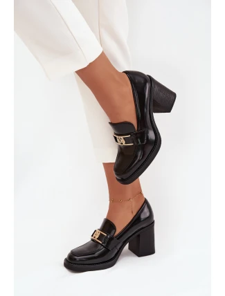 Dámské polobotky na sloupku se zlatým detailem Privelle – černé