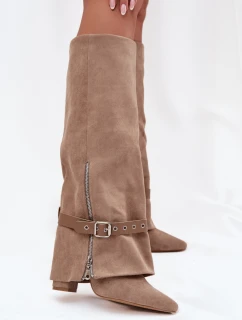 Kozačky na podpatku 2502A-1 khaki - Step in style