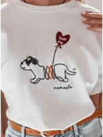 Dámské tričko oversize se psem CUTE TAIL bílé FashionStreet RY2904