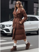 Dámský dlouhý prošívaný kabát FAVI hnědý FashionStreet TY4962