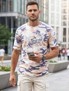 Pánské tričko s potiskem moro béžové FashionStreet NX2004R