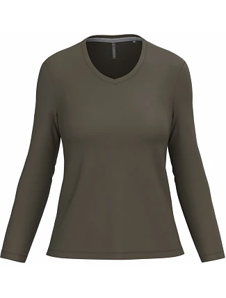 Kariban K 382 Dámské tričko do V s dl. rukávem 20.K382 dark khaki Kariban K 382 Dámské tričko do V s dl. rukávem 20.K382 dark khaki