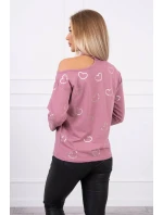 Halenka s potiskem srdce tmavě růžová Halenka s potiskem srdce tmavě růžová