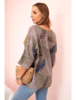 Dámská bavlněná halenka s lístky s ohrnovacími rukávy fango