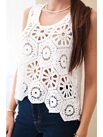 Dámská viskózová halenka bez rukávů s výstřihem do V džínová Dámská viskózová halenka bez rukávů s výstřihem do V džínová