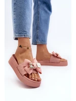 Dámské Žabky S Mašlí a Plyšovým Medvídkem Růžové Katterina Dámské Žabky S Mašlí a Plyšovým Medvídkem Růžové Katterina