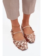 Baleríny Ozdobené Flitry Růžové Šampaňské Terlina