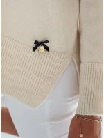 Dámský svetr s výstřihem do V VERALIA ecru FashionStreet MY2517