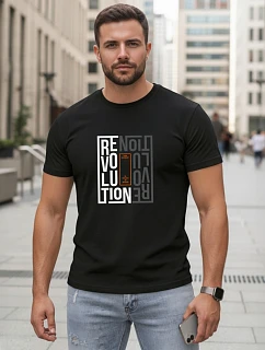 Pánské bavlněné tričko s potiskem revolution black FashionStreet NX0143R